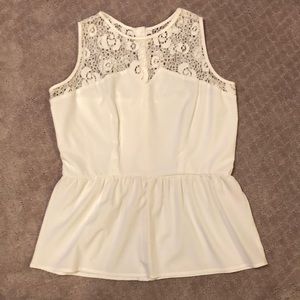 Off White Peplum Lace Top. Sz M